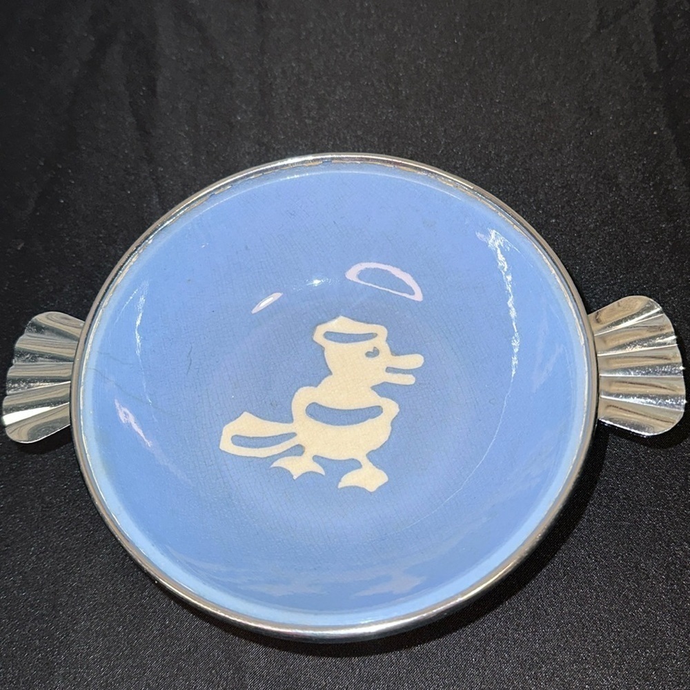 Vintage Hot Water Ceramic and Stainless Baby Dish Warmer